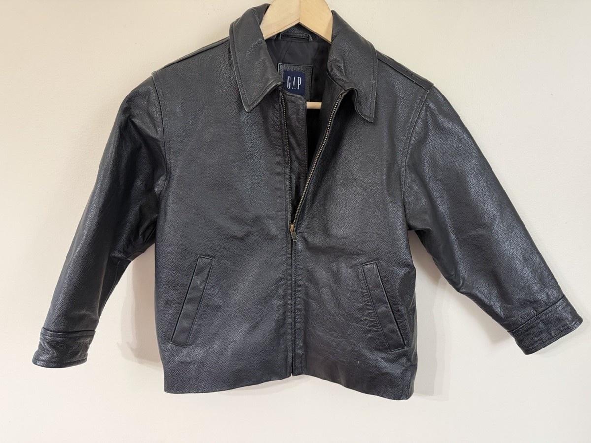 ジャケット・アウター 90-00s GAP Leather Jecket BLACK Vintage Gap Kid's Rare 90's Boys Black Genuine Leather Bomber Coat