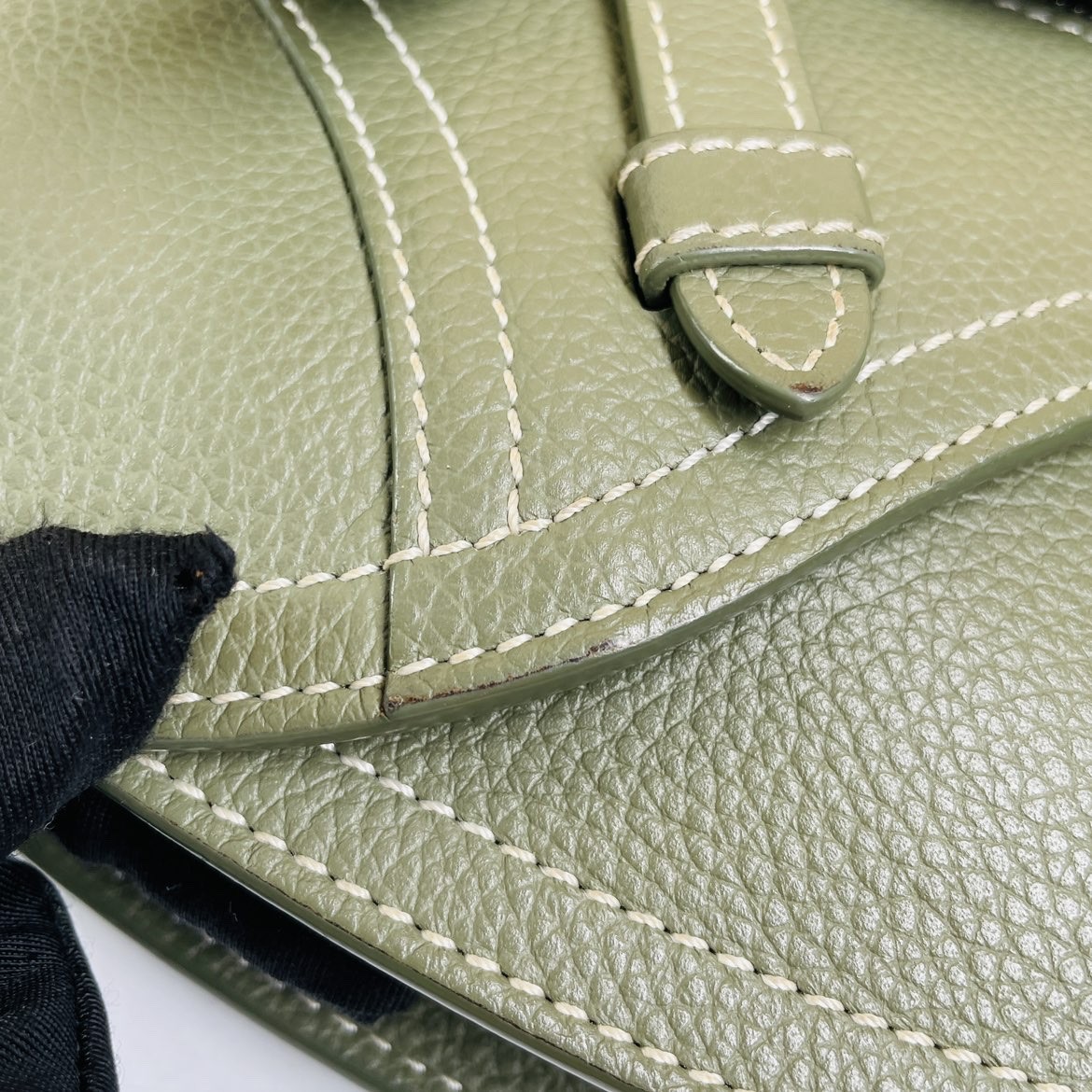 Christian Dior Saddle Bag in Olive Green Grained Leather | eBay