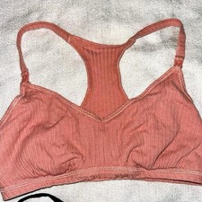 Auden Target Brand Pink Ribbed Cotton Wireless Racerback Nursing Bra Medium