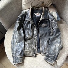 Harley-Davidson Distressed Black Leather Motorcycle Jacket Classic Biker Riding