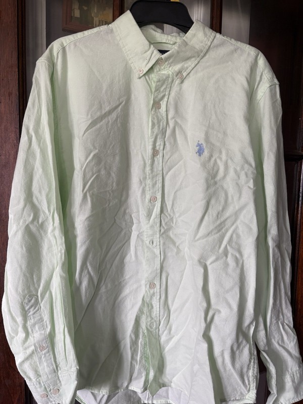 US Polo Association Button Down Mint Green Large Long Sleeve