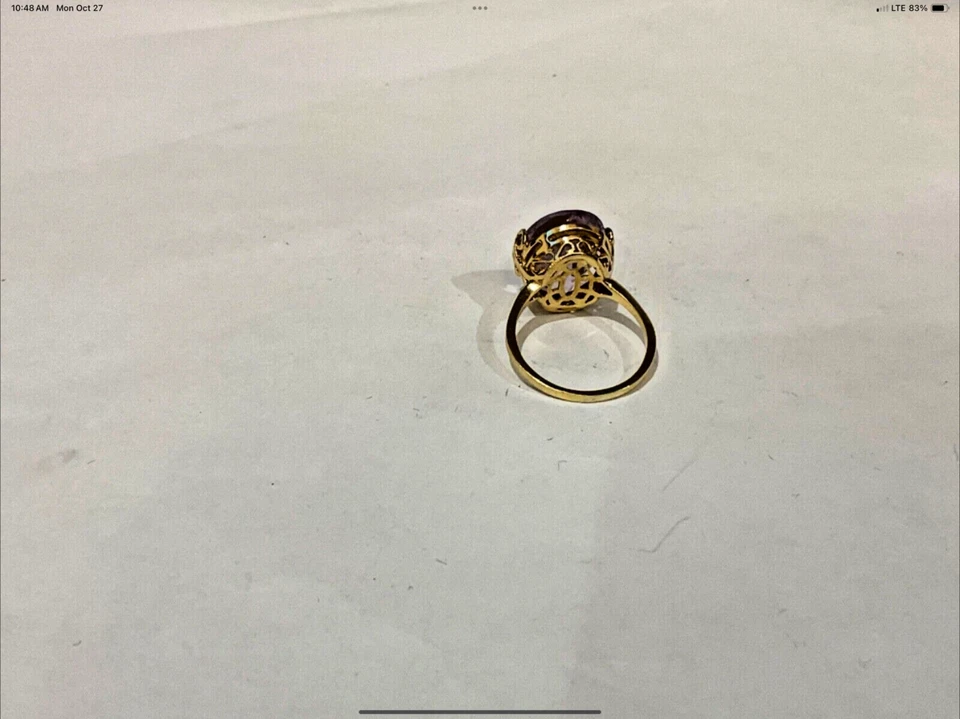 Anillo de oro amarillo de 18k pesado piedra rosa ovalada personalizada vintage de 13,60 TCW 7,2 g talla 9 Foto 4 de 4