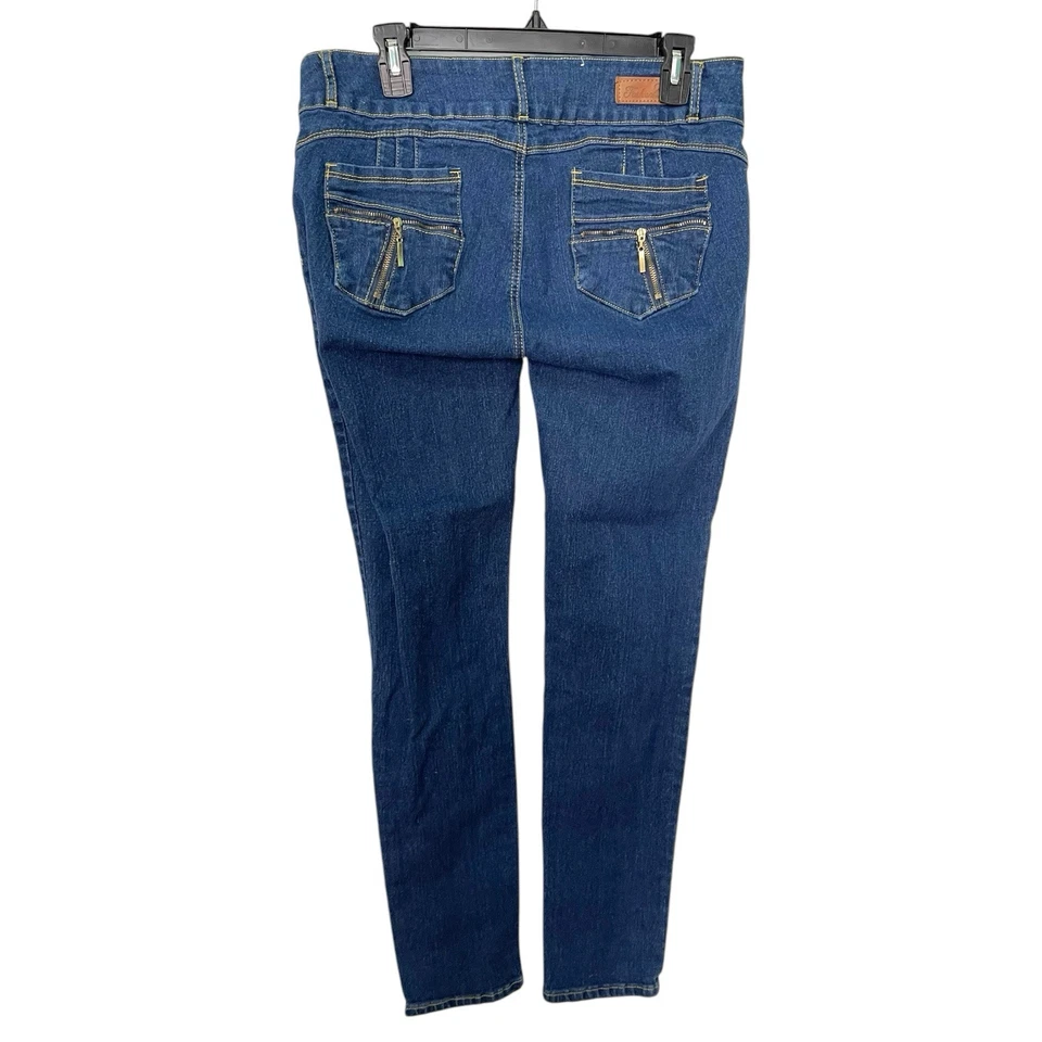 Pantalones de mezclilla ajustados de hilo amarillo 32x30,5 Fashion 2 Love para mujer junior talla 15 Foto 2 de 4