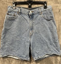 Vintage Levis 550 Denim Jean Shorts Womens Size 12 Light Blue Wash Faded