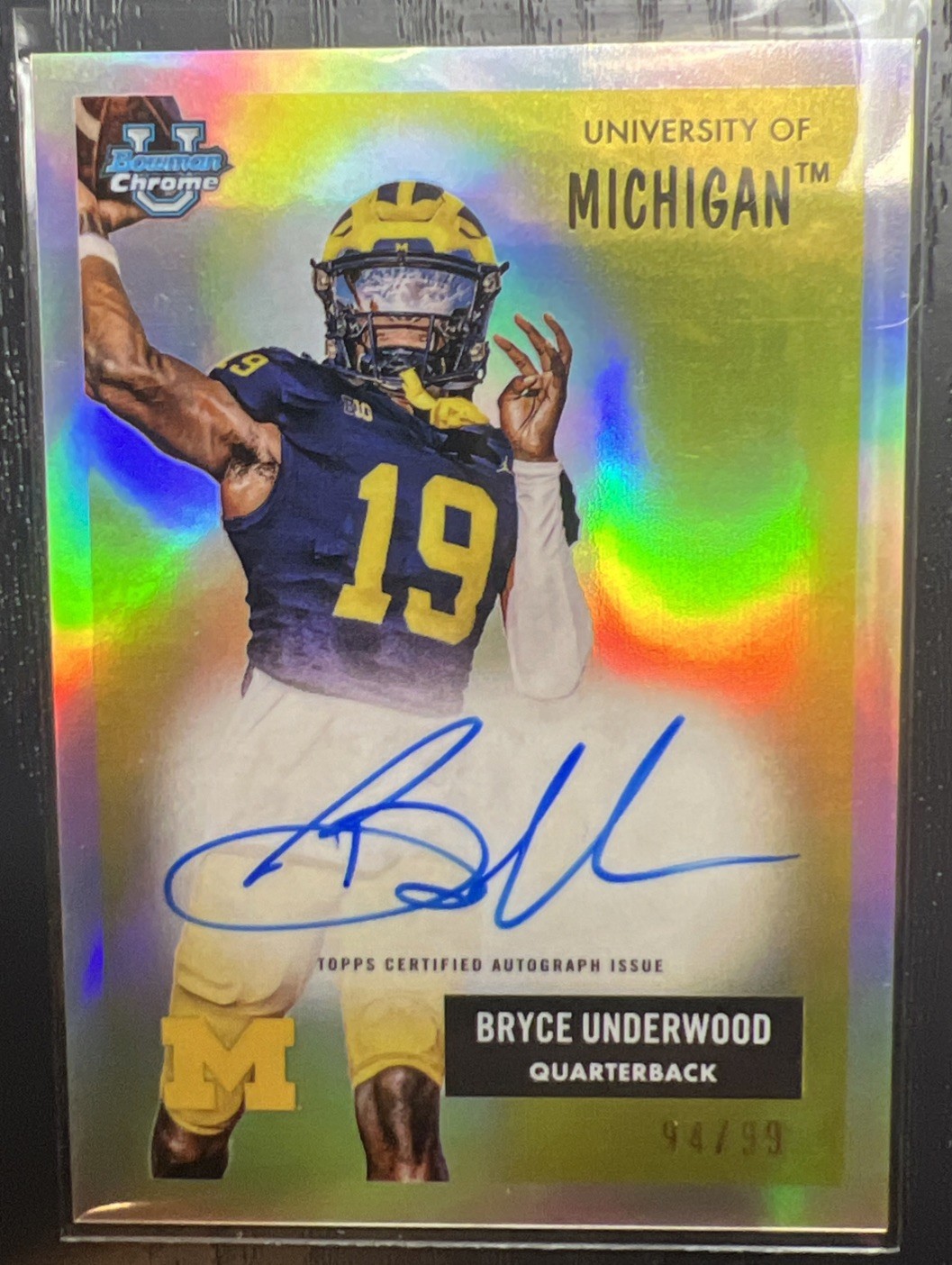 2025 Bowman Chrome U BRYCE UNDERWOOD 1955 Bowman On Card Auto /99 #55AV-BU MICH