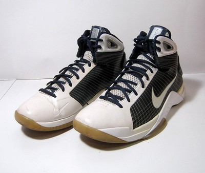Vintage 2008 Nike White Black Navy Blue Hyperdunk High Top Shoes Mens 10.5 US