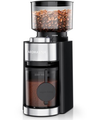 Aromaster Burr Coffee Grinder,Adjustable 212 Cups Timer, Black
