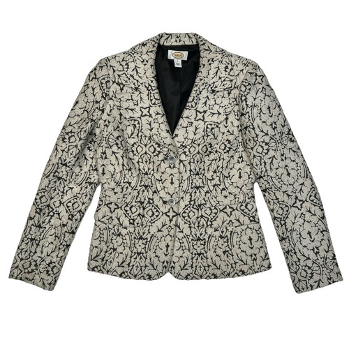 Talbots, Talbots Blazer Jacket Womens 2 Floral Textured Office Career Academia Wool Silk