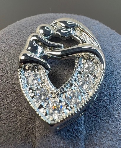 Mother & Child Love Heart Sterling Silver 925 Pendant