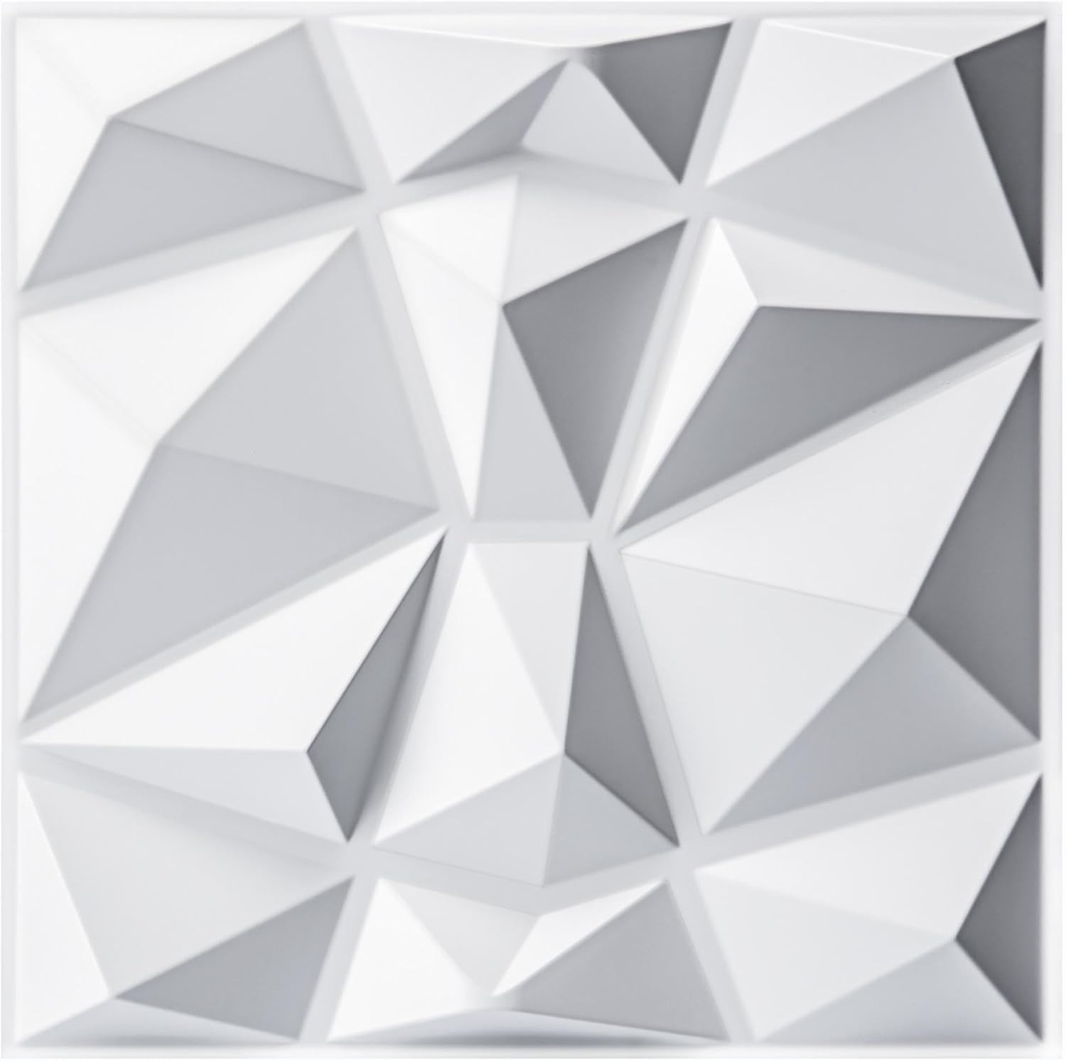 Panneaux muraux 3D diamant blanc mat 30,5x30 cm | Lot de 33 dalles PVC