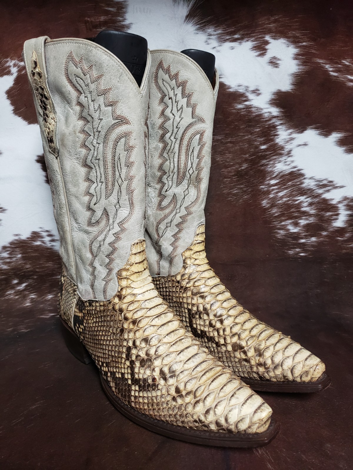 Dan Post Genuine Natural Python Snip Toe Western … - image 1