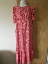 New Look Maternity Size 16 Red/white Print Floral Tiered Long Dress Size 16