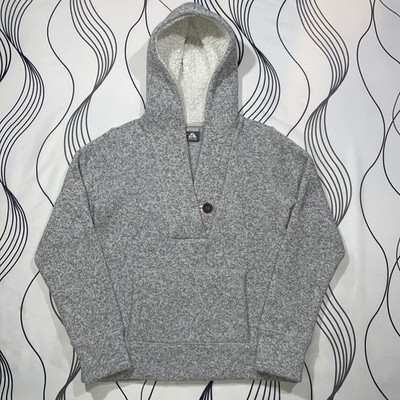 Nike ACG Hoodie Sweatshirt Women s Medium Heather Gray Sherpa Hood Pullover