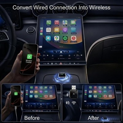 2 in 1 Pro Wireless CarPlay Adapter - True Plug & Play, Zero Cables, Auto-Connect
