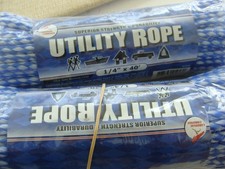 NEW All Purpose Utility Rope 1/4"x40' 35lb Tensile Strength Blue/Wt