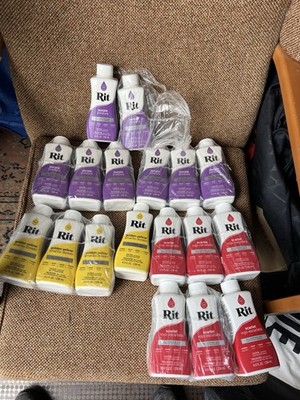 Rit Dye 236ml Flaschen Scarlet, Goldgelb & Lila Neu in OVP