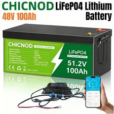 Bluetooth LiFePO4 51.2V 100Ah Lithium Battery with BMS 5120Wh 48V 20A Charger