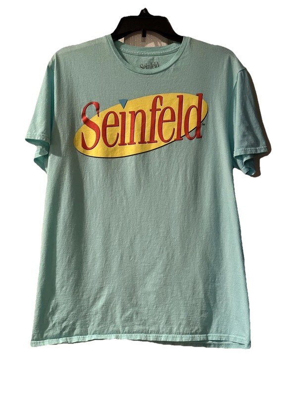 Seinfeld Men's Size Large 42-44 T-Shirt Short Sleeve Light Green 100%-Cotton