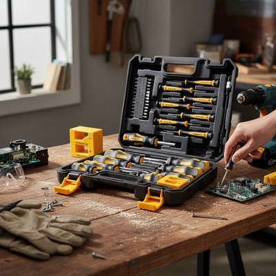 Magnetic Screwdrivers Set with Case, 43-piece Includs Slotted, Phillips, Hex,...