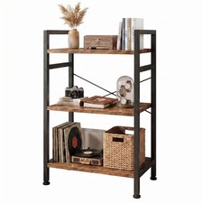 Bookshelf, 3-Tier Small Industrial Storage Shelf Shelves, Metal Bookcase