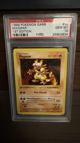 Pokémon Magmar 1st Edition Uncommon Card Base Set 36/102 PSA 10