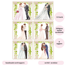 6 x Wedding Bride & Groom Card Toppers - Classical Columns - Card Making & Tags