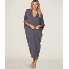 NEW BAREFOOT DREAMS Luxe Milk Jersey Caftan in graphite OS