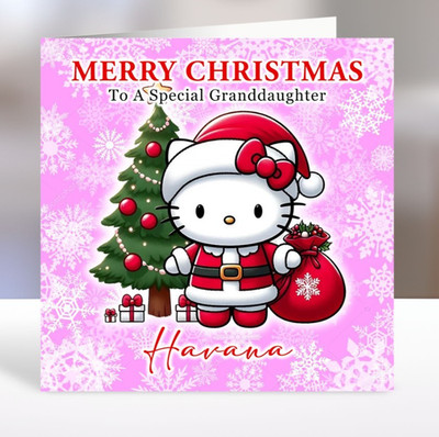 Personalisierte Weihnachtskarte Hello Kitty Mädchen - Hello Kitty Mädchen Weihnachtskarte