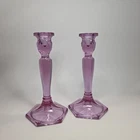 Vintage Fenton Glass Pair Wisteria/Dusty Rose Iridescent Candle Sticks