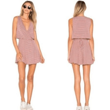 NWT Lovers + Friends Coco Red Striped Wrap Dress Draped Overlay