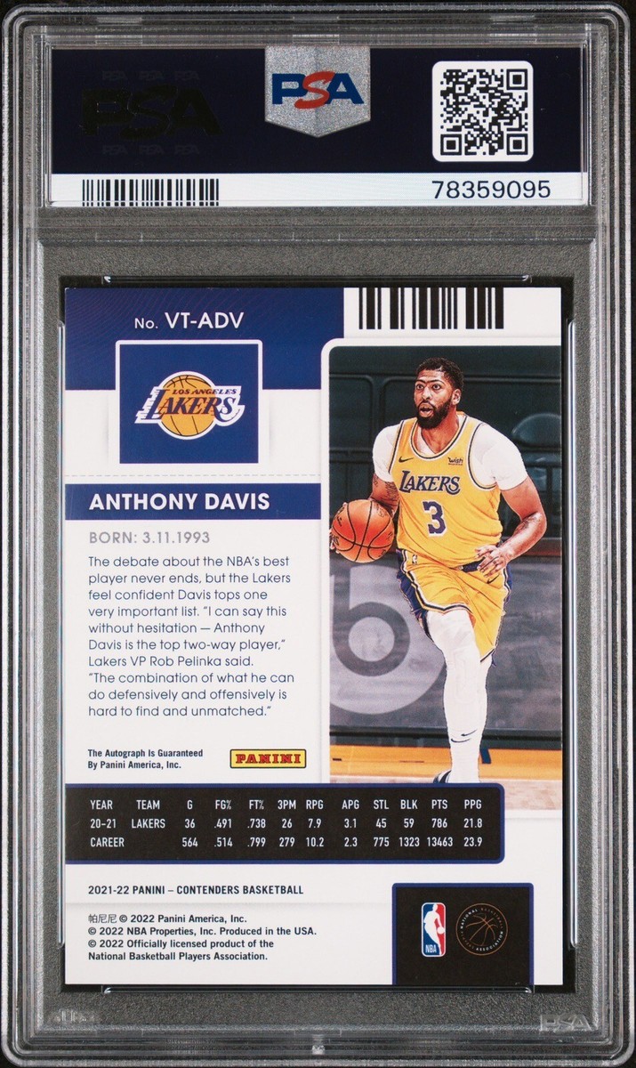 2021 PANINI ANTHONY DAVIS VET.SN.TKT.AU-THE FINALS PSA 8 /AUTO 10 