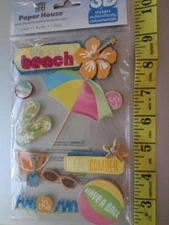 Paper House Beach 3D Stickers Scrapbooking Cards Crafts