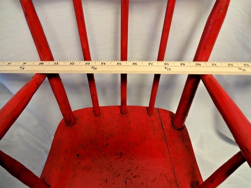 Antique Red Kids Chair Childs Doll Teddy Bear Furniture Primitive Rustic Patina - Picture 8 of 8