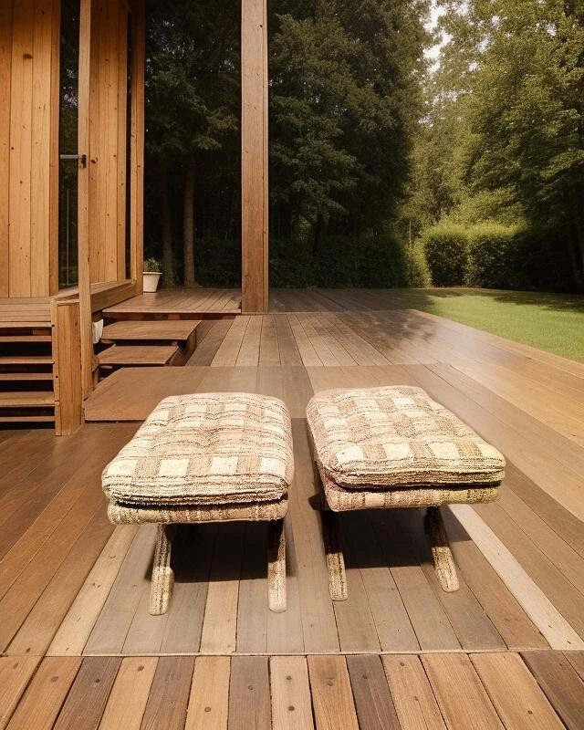 2 reposapiés cojín esponja tapizado a cuadros Buffalo + cubierta gris oscuro - local Foto 3 de 4