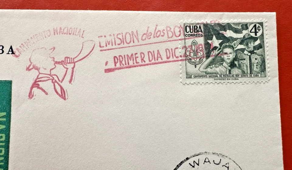 1954 Boy Scouts FDC ~SPANISH WEST INDIES CARIBBEAN ~ SOSS NOT BSA - Image 2 of 4