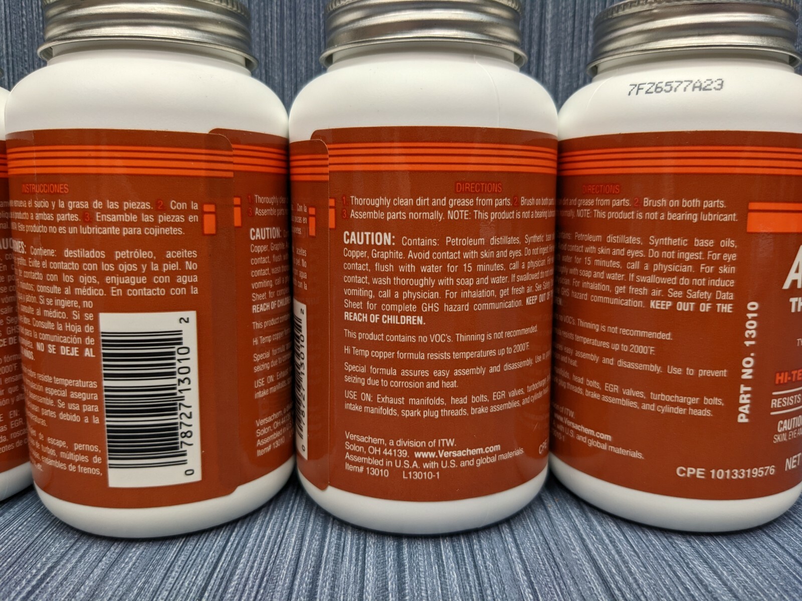 4 Pack Versachem 13010 AntiSeize Thread Lubricant 8 oz. BrushTop