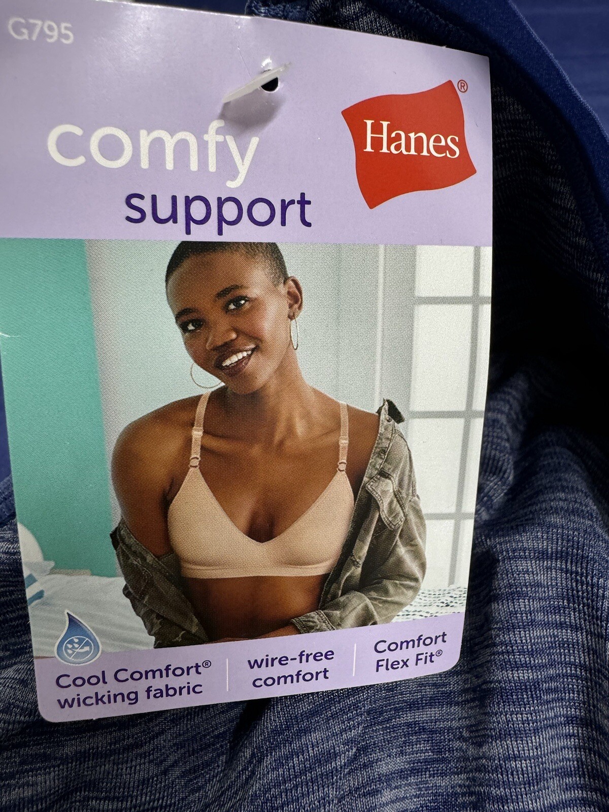 Hanes Comfy Support Bra G795 XL Blue New eBay