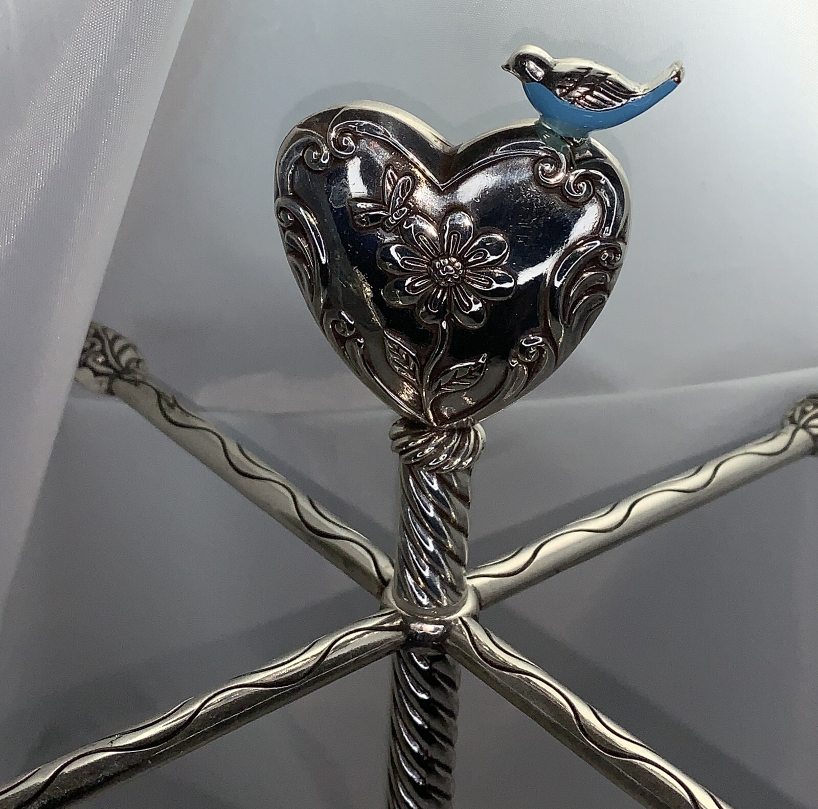 Brighton Jewelry Tree Holder Stand Heart Bluebird Heart Finial Stand eBay