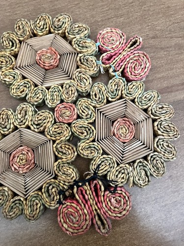 "Lote De Colección de 7 Almohadillas Tejidas de Mimbre Trivet Ratán Rafia Decoración de Pared Boho 7""" - Imagen 9 de 11