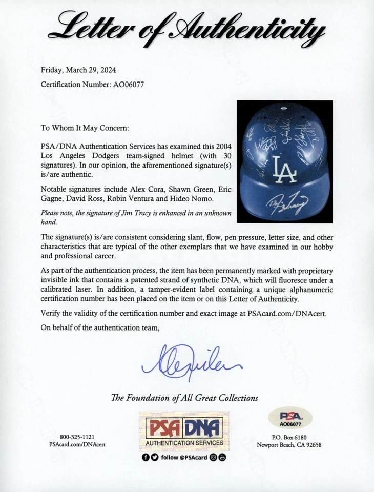 2004 Los Angeles Dodgers National League Champs Game Issued Helmet PSA DNA COA - Image 3 of 4