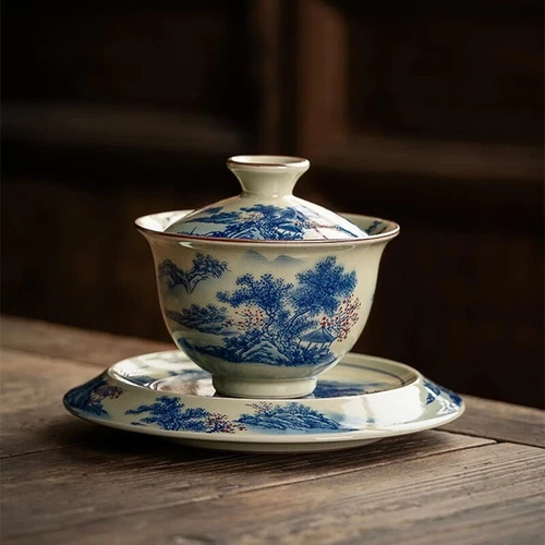 160ml Gaiwan Tee Landschaft Chinesische Keramik Öffnung Gaiwan für Teeterrine Teegeschirr - Bild 4 von 7