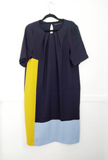 M&S Collection Size 14 Lightweight Shift Dress Colour Block Navy Smart / Casual
