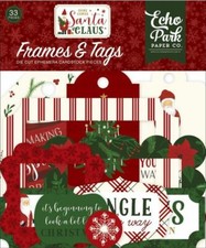 ECHO PARK "HERE COMES SANTA CLAUS" FRAMES TAGS DIE CUTS SCRAPJACK'S PLACE