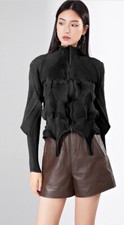 **like* Issey Miyake Pleats Please Fabric Sculpted Zip Jacket /top.black