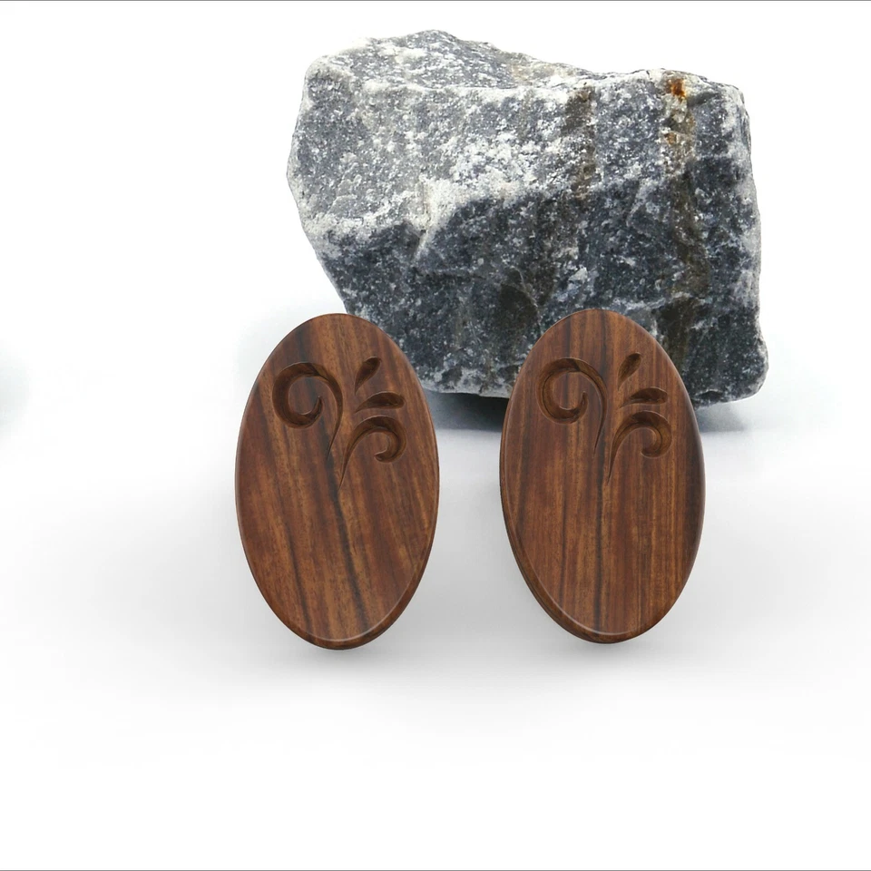 Pendientes de madera - Pendientes de mujer - Pendientes unisex - Pendientes de hombre - Tachuela de madera ea Foto 3 de 4