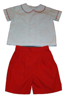 Banbury Cross Boys 4T Shorts Shirt Set Red White Christening Baptism Christmas