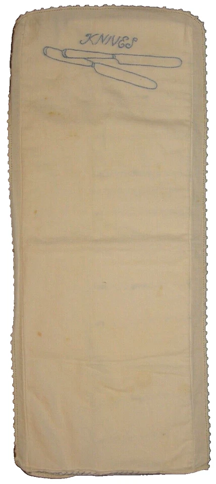 VtG Hand-Made Linen/Felt Embroidery Anti-Tarnish Bag Roll Silver Knives 12/Slot - Изображение 3 из 4