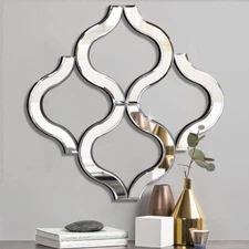 Arc-Shaped Decorative Wall Mirror Silver Color Exquisite Bevelled Gorgeous Glam 