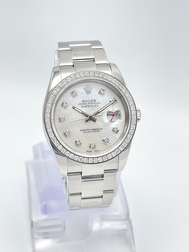 Rolex Datejust 116234 36mm Pearl MOP Diamond Dial & Diamond Bezel Oyster Box - Picture 2 of 15