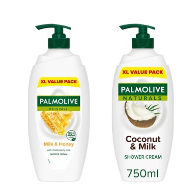 2 x Palmolive Naturals Milch & Honig Duschgel + Kokos & Milch 750 Pumpe